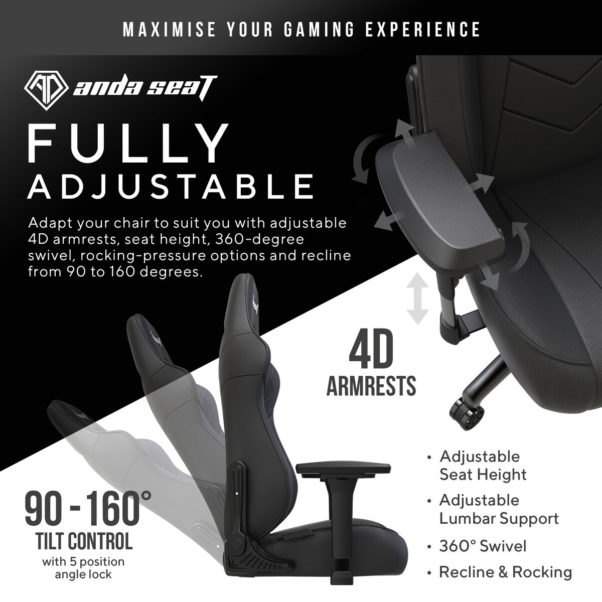 Spelstol AndaSeat Dark Demon Premium Svart